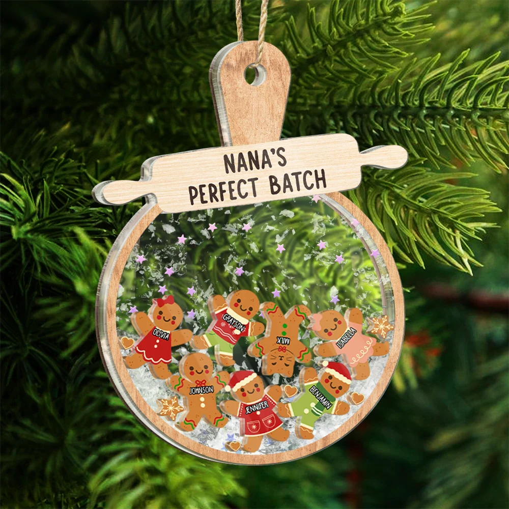 Christmas Grandma Cookies Perfect Batch - Personalized 3-Layered Acrylic Shaker Ornament - Image 6