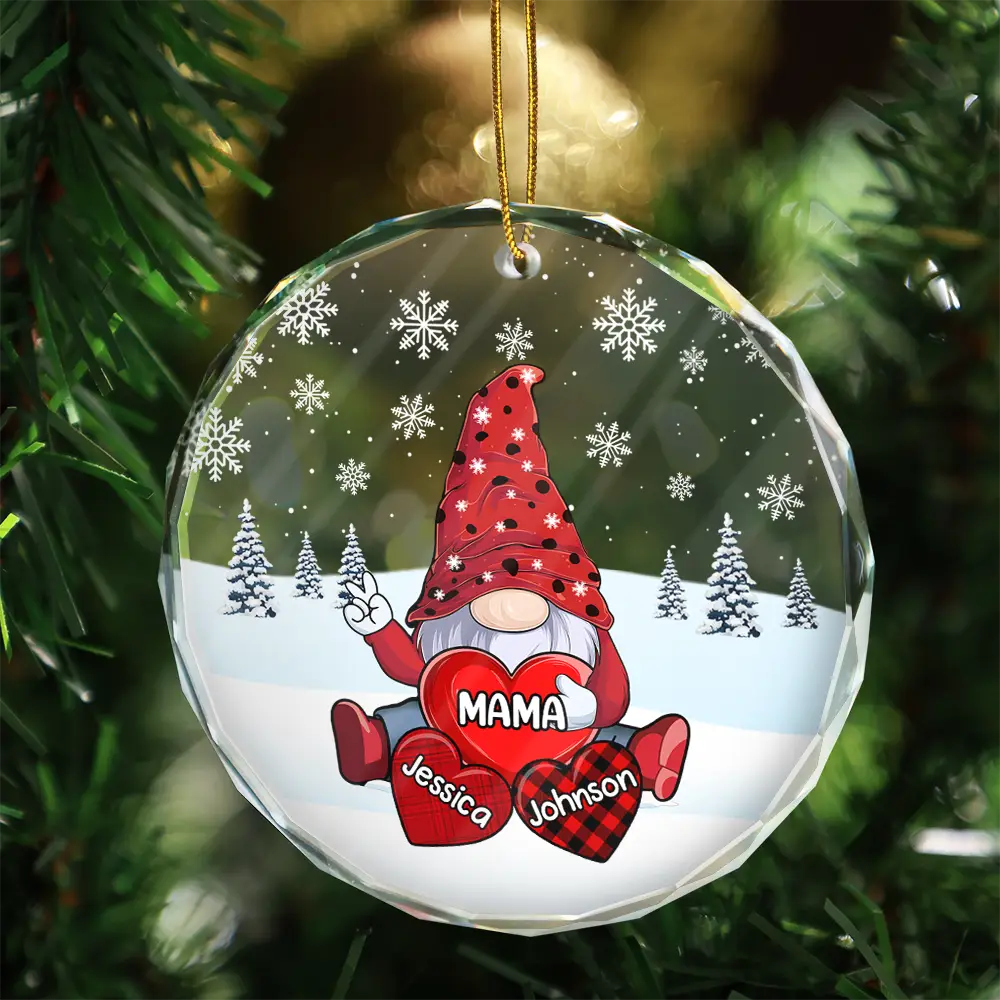 Christmas Grandma's Little Sweethearts - Personalized Circle Glass Ornament - Image 3