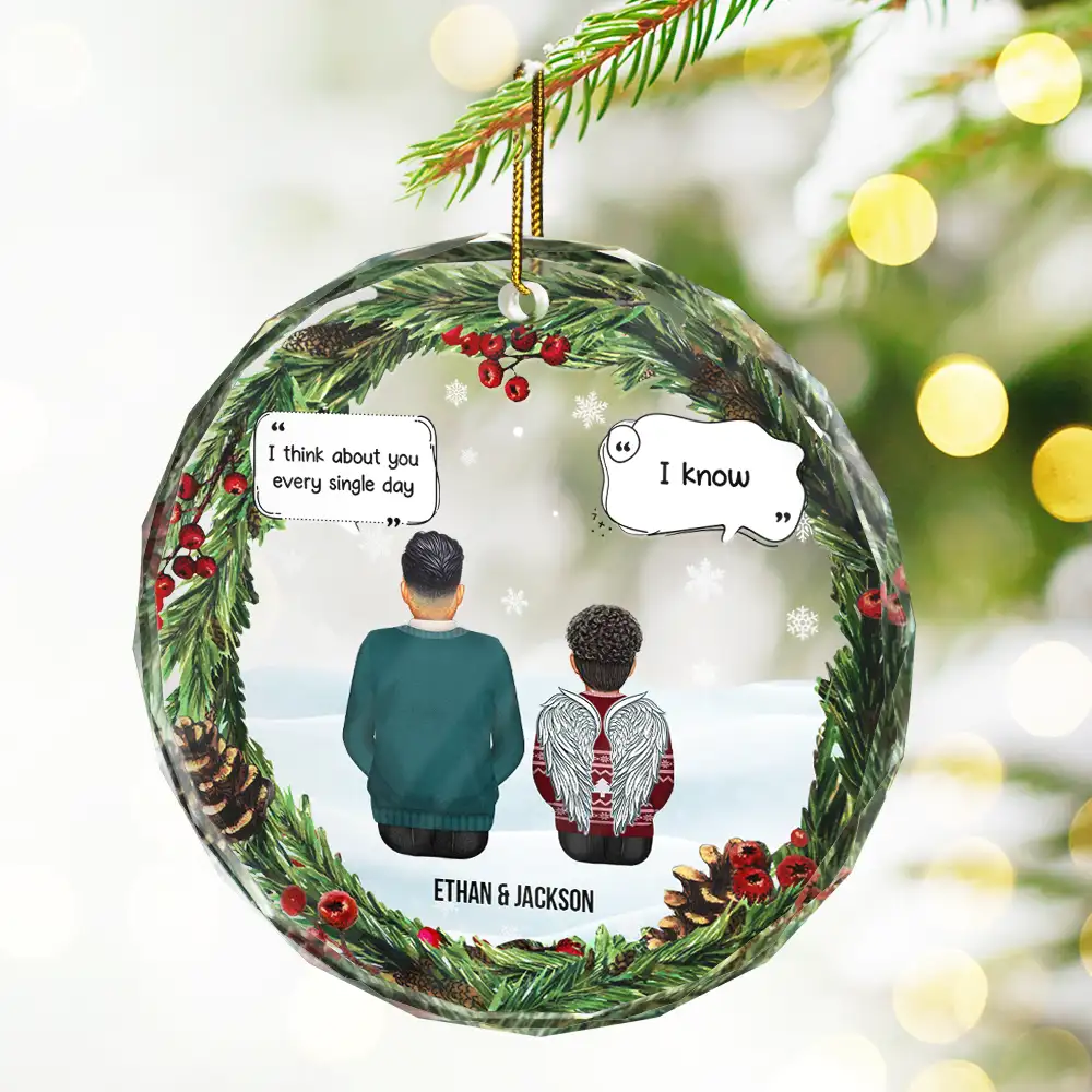 Christmas I Miss You More Than Everything - Personalized Circle Glass Ornament - Image 2