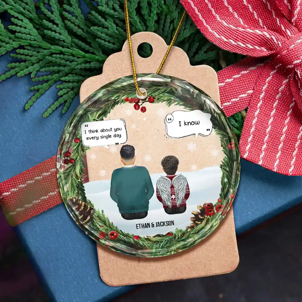 Christmas I Miss You More Than Everything - Personalized Circle Glass Ornament - Image 5