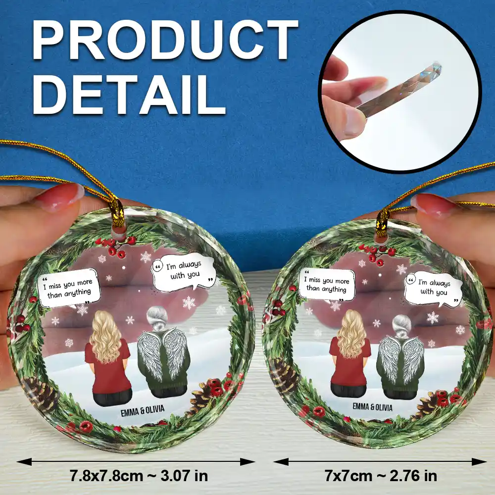 Christmas I Miss You More Than Everything - Personalized Circle Glass Ornament - Image 6