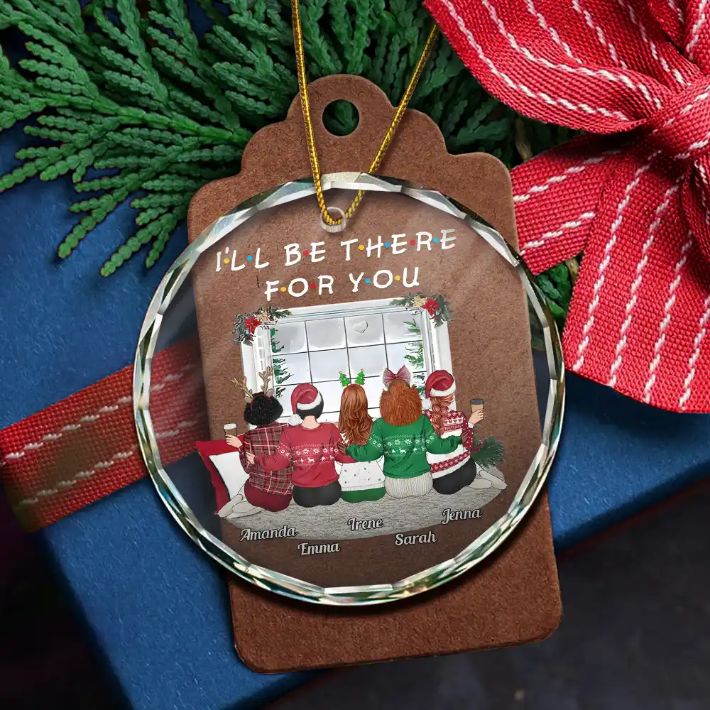 Christmas I'll Be There For You Bestie - Personalized Circle Glass Ornament - Image 5