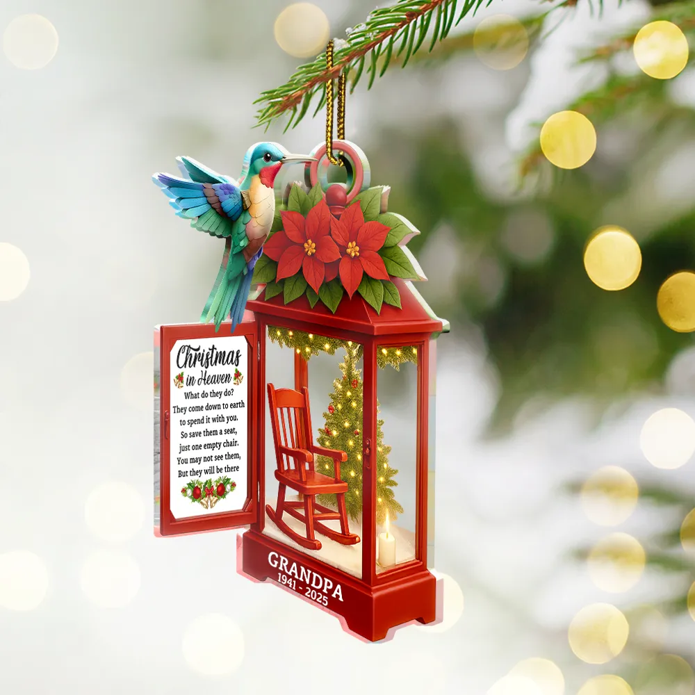Christmas In Heaven 3D Effect Memorial Bird - Personalized Custom Shaped Acrylic Ornament - Image 2