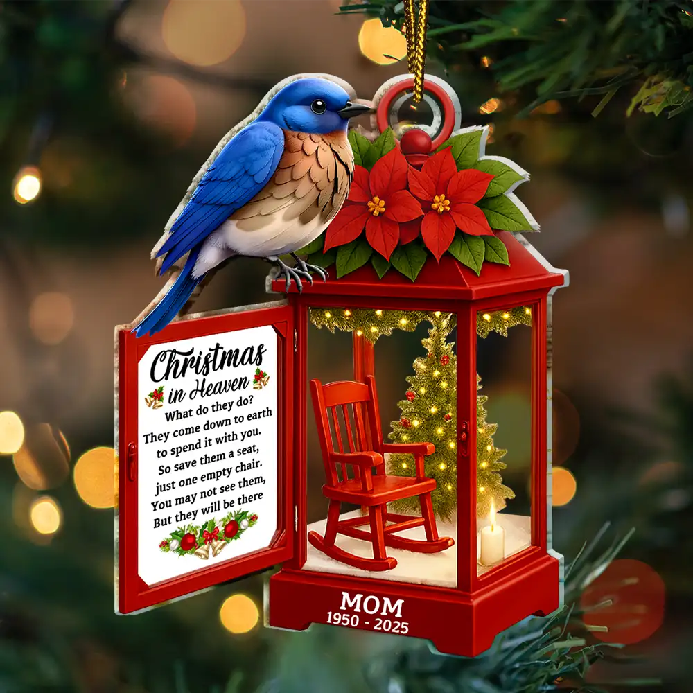 Christmas In Heaven 3D Effect Memorial Bird - Personalized Custom Shaped Acrylic Ornament - Image 3