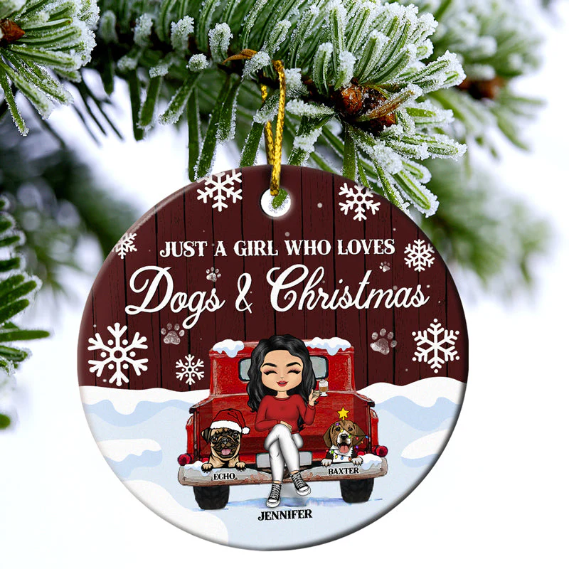 Christmas Is Better With My Dogs - Gift For Dog Lovers - Personalized Custom Circle Ceramic Ornament - Image 3