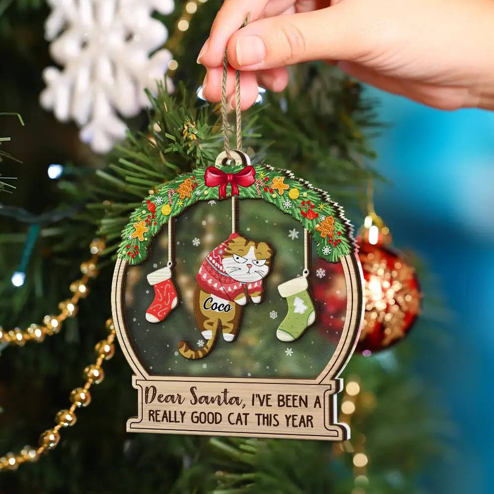 Christmas Is This Jolly Enough Hanging Cats - Personalized 2-Layered Mix Ornament - Image 4