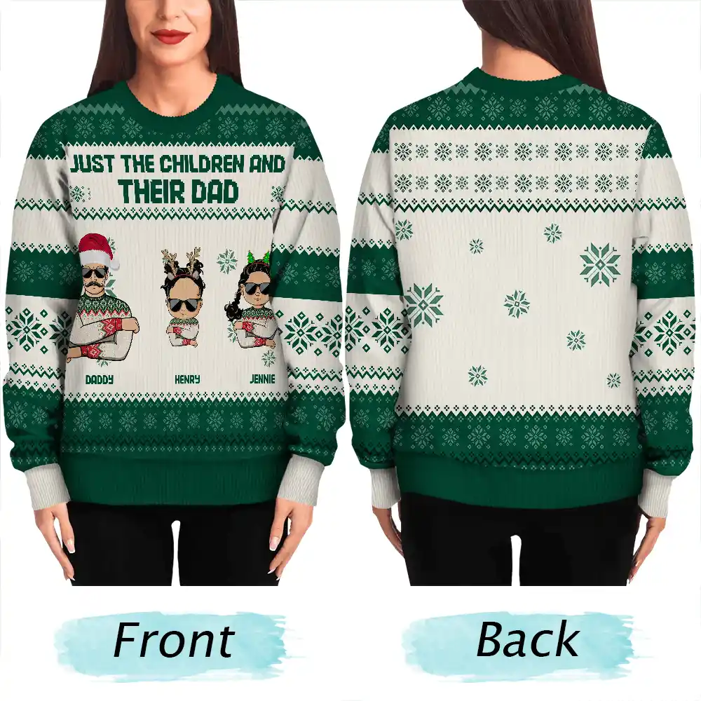 Christmas Just A Dad And His Girl - Personalized Unisex Ugly Sweater - Image 5