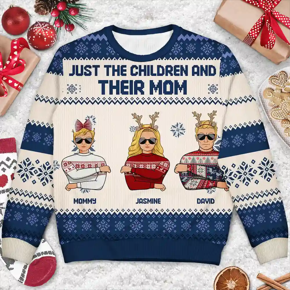 Christmas Just A Mom And Her Boy - Personalized Unisex Ugly Sweater - Image 3