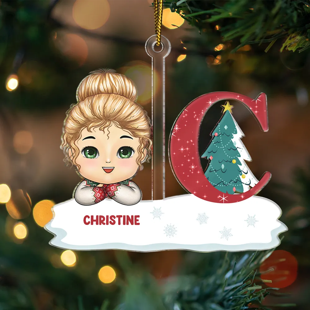 Christmas Kids Monogram - Personalized Cutout Acrylic Ornament - Image 3