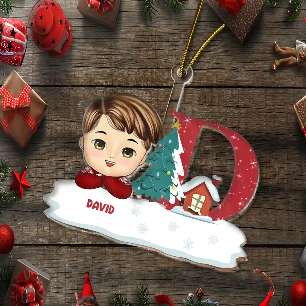Christmas Kids Monogram - Personalized Cutout Acrylic Ornament - Image 6