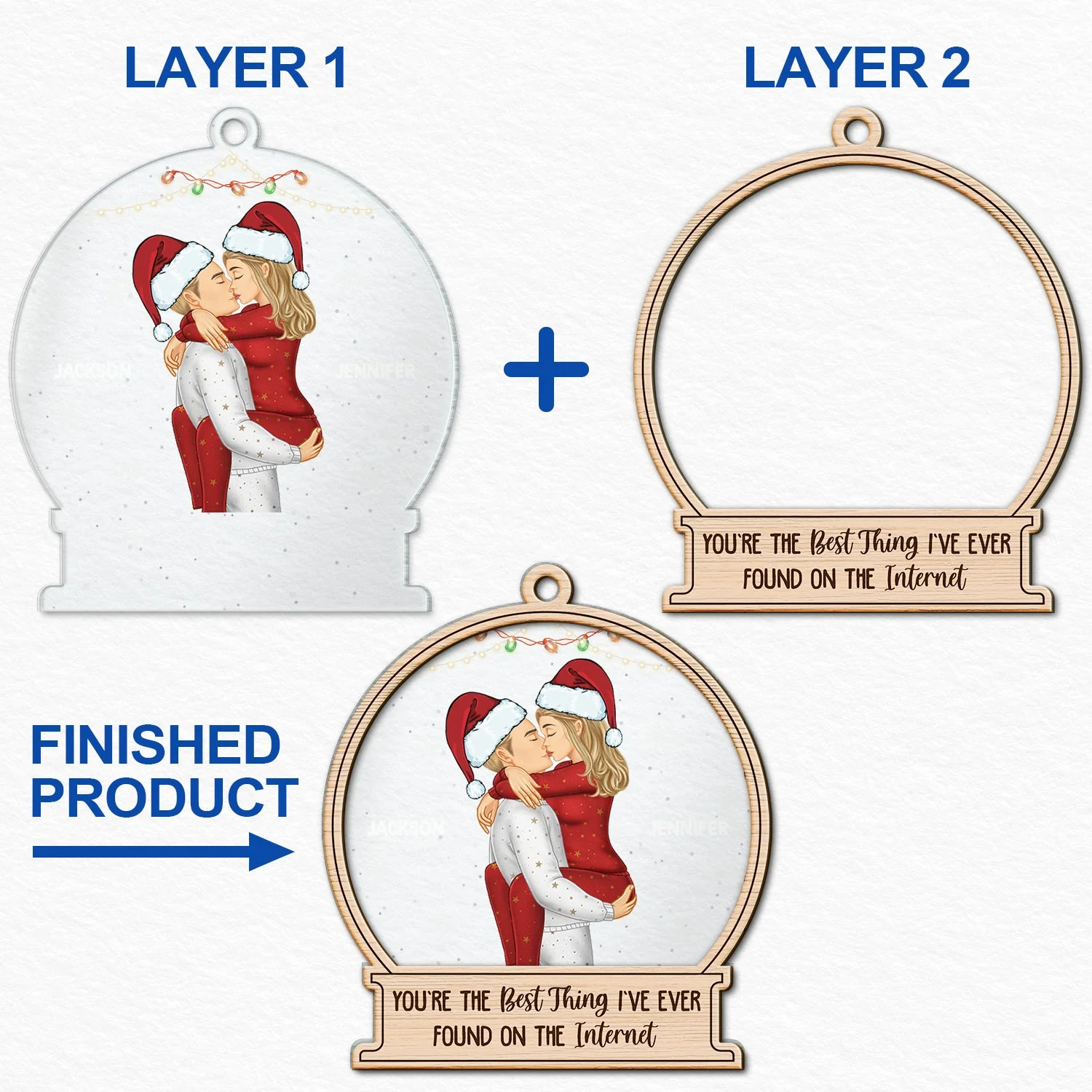 Christmas Kissing Couple Best Thing On The Internet - Gift For Couples - Personalized 2-Layered Mix Ornament - Image 6