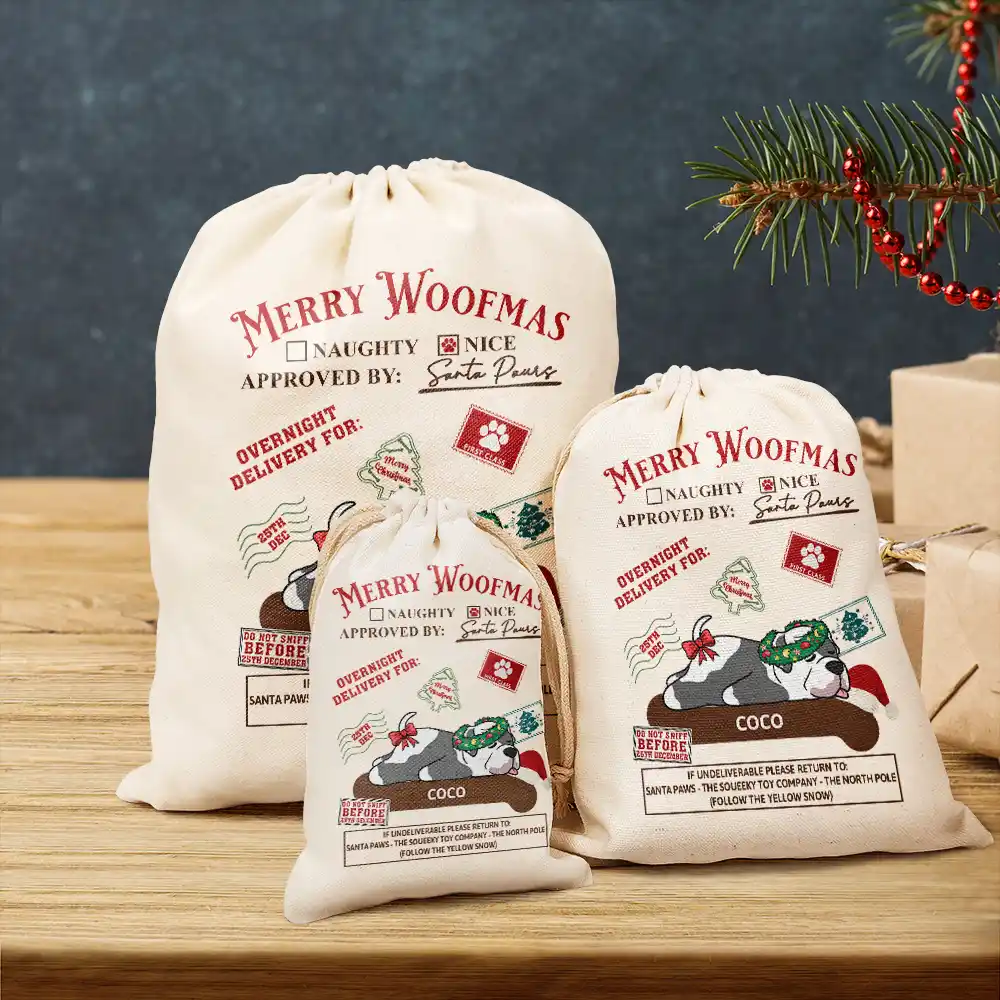 Christmas Lying Dog Merry Woofmas - Personalized Favor Bag - Image 3