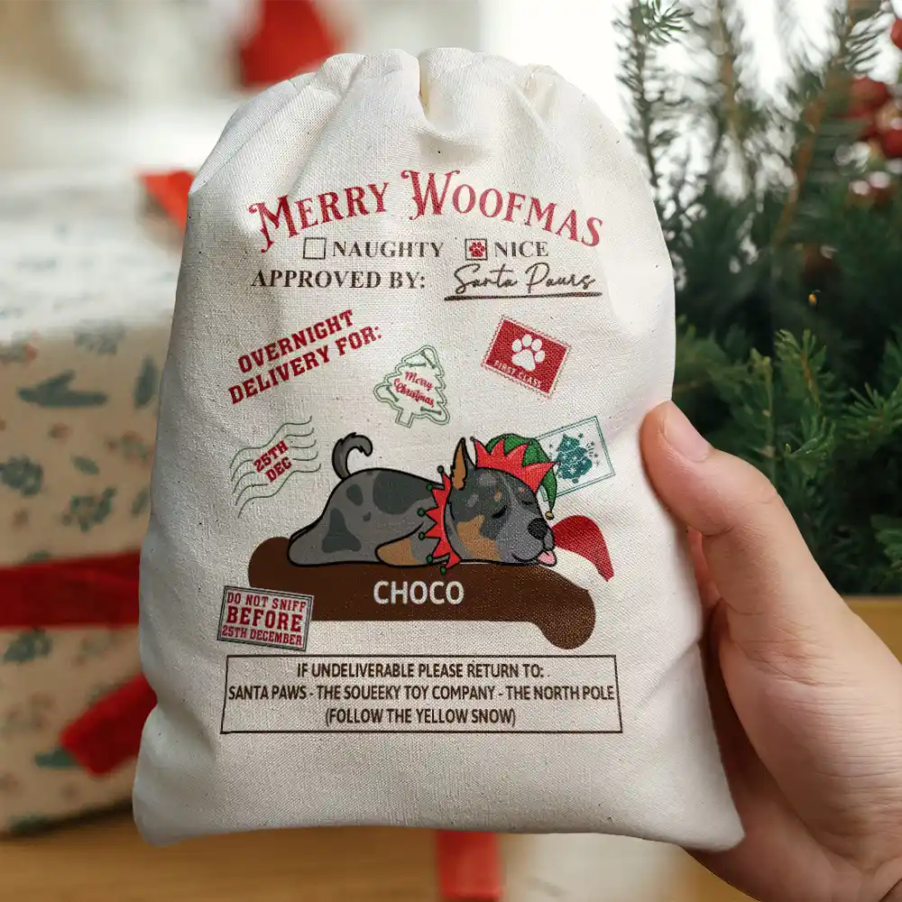 Christmas Lying Dog Merry Woofmas - Personalized Favor Bag - Image 5