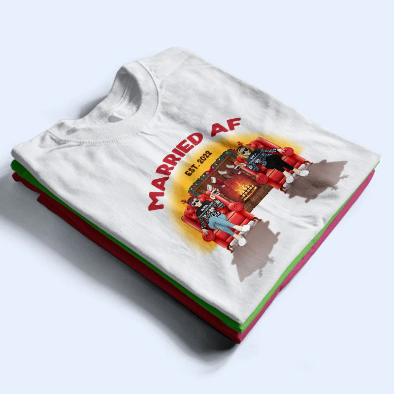 Christmas Married AF - Gift For Couples - Personalized Custom Sweatshirt - Image 2