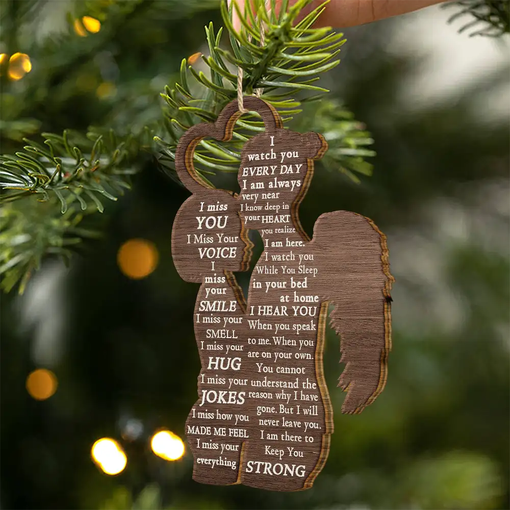Christmas Memorial I Miss You - Personalized Wooden Ornament Print 2 Sides - Image 2