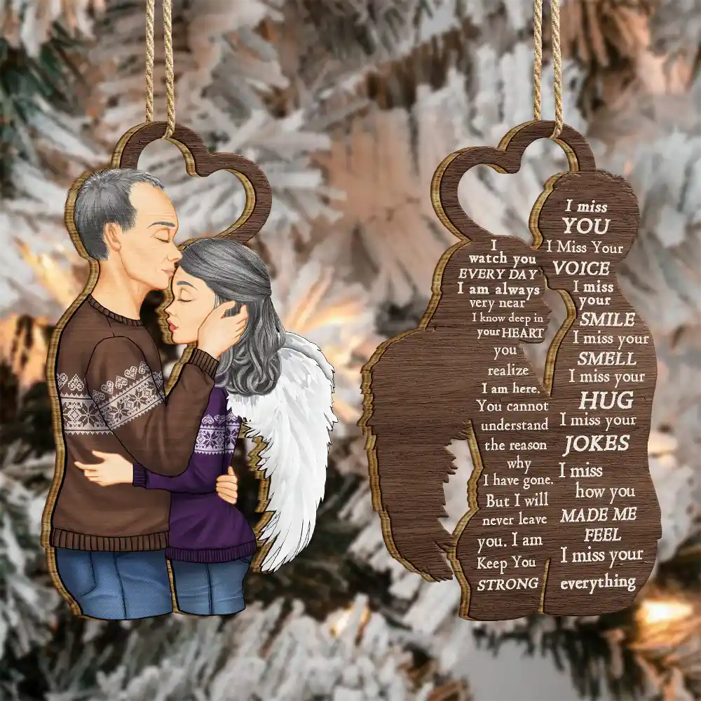 Christmas Memorial I Miss You - Personalized Wooden Ornament Print 2 Sides - Image 4