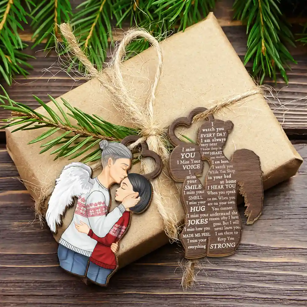 Christmas Memorial I Miss You - Personalized Wooden Ornament Print 2 Sides - Image 6
