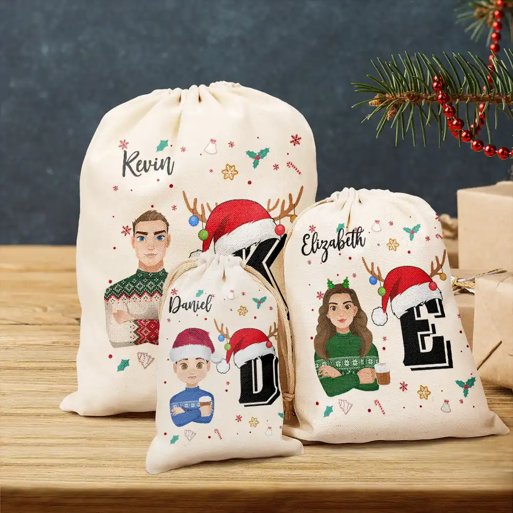 Christmas Monogram Letter Family - Personalized Favor Bag - Image 3