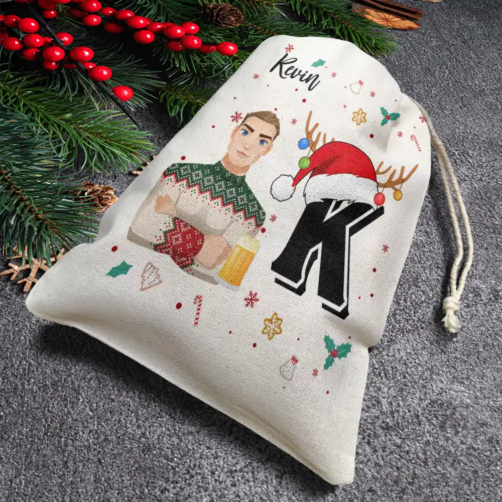 Christmas Monogram Letter Family - Personalized Favor Bag - Image 4