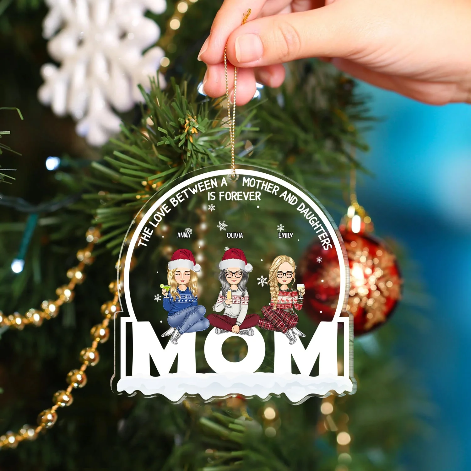 Christmas Mother & Daughter From The Start - Gift For Mom - Personalized Custom Shaped Acrylic Ornament - Image 4