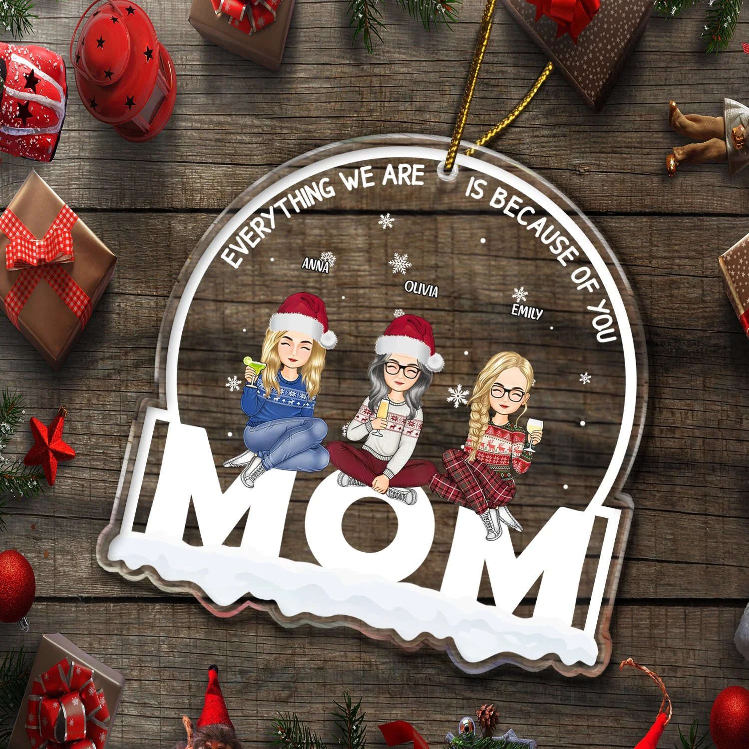 Christmas Mother & Daughter From The Start - Gift For Mom - Personalized Custom Shaped Acrylic Ornament - Image 5