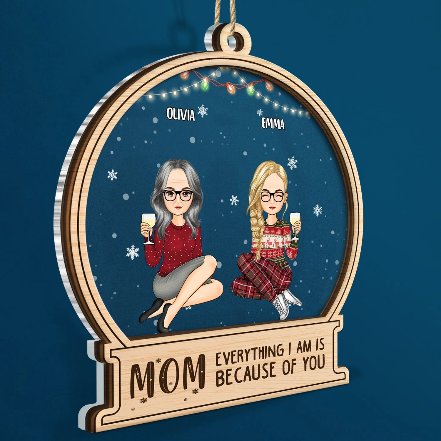Christmas Mother & Daughter From The Start - Gift For Mother - Personalized 2-Layered Mix Ornament - Image 2