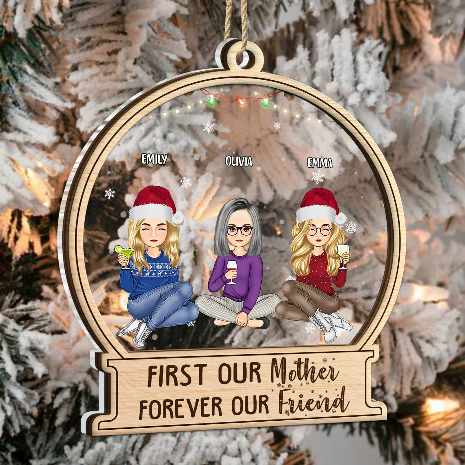 Christmas Mother & Daughter From The Start - Gift For Mother - Personalized 2-Layered Mix Ornament - Image 3