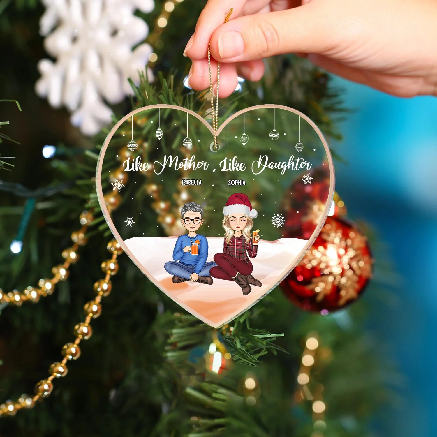 Christmas Mother & Daughter Like Mother Like Daughter - Gift For Mom - Personalized Custom Shaped Acrylic Ornament - Image 4