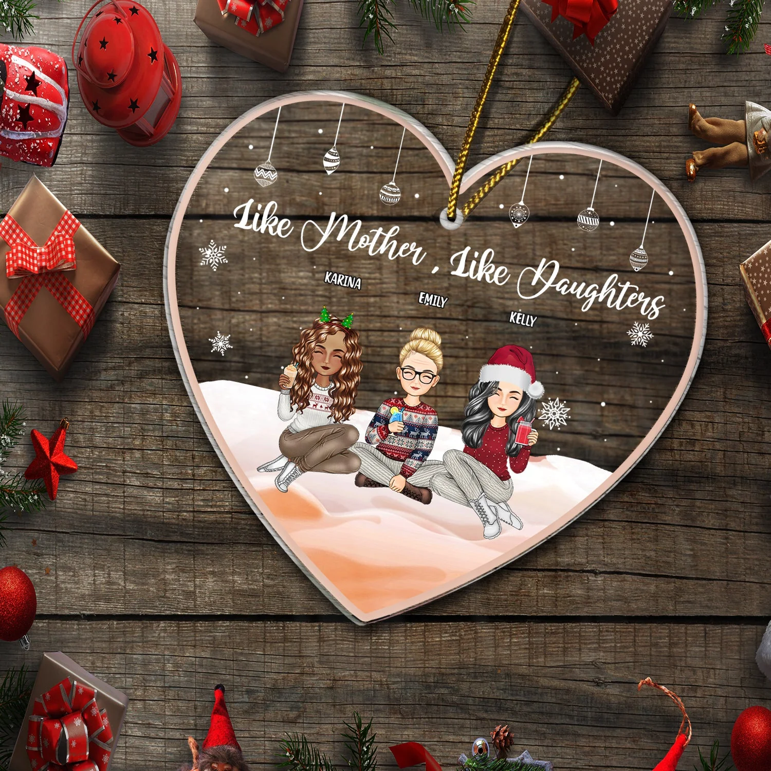 Christmas Mother & Daughter Like Mother Like Daughter - Gift For Mom - Personalized Custom Shaped Acrylic Ornament - Image 5