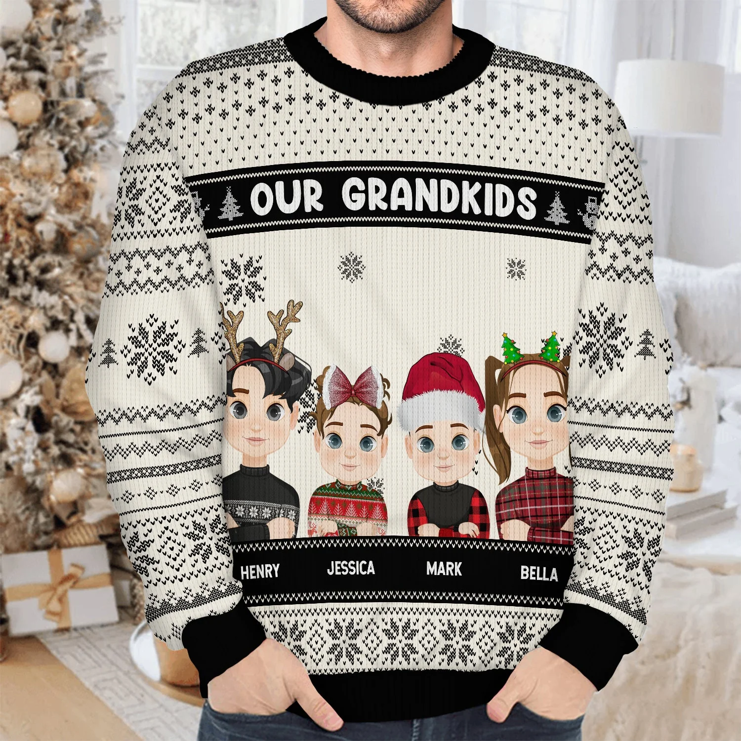 Christmas My Grandkids Our Grandkids - Gift For Grandparents - Personalized Unisex Ugly Sweater - Image 4