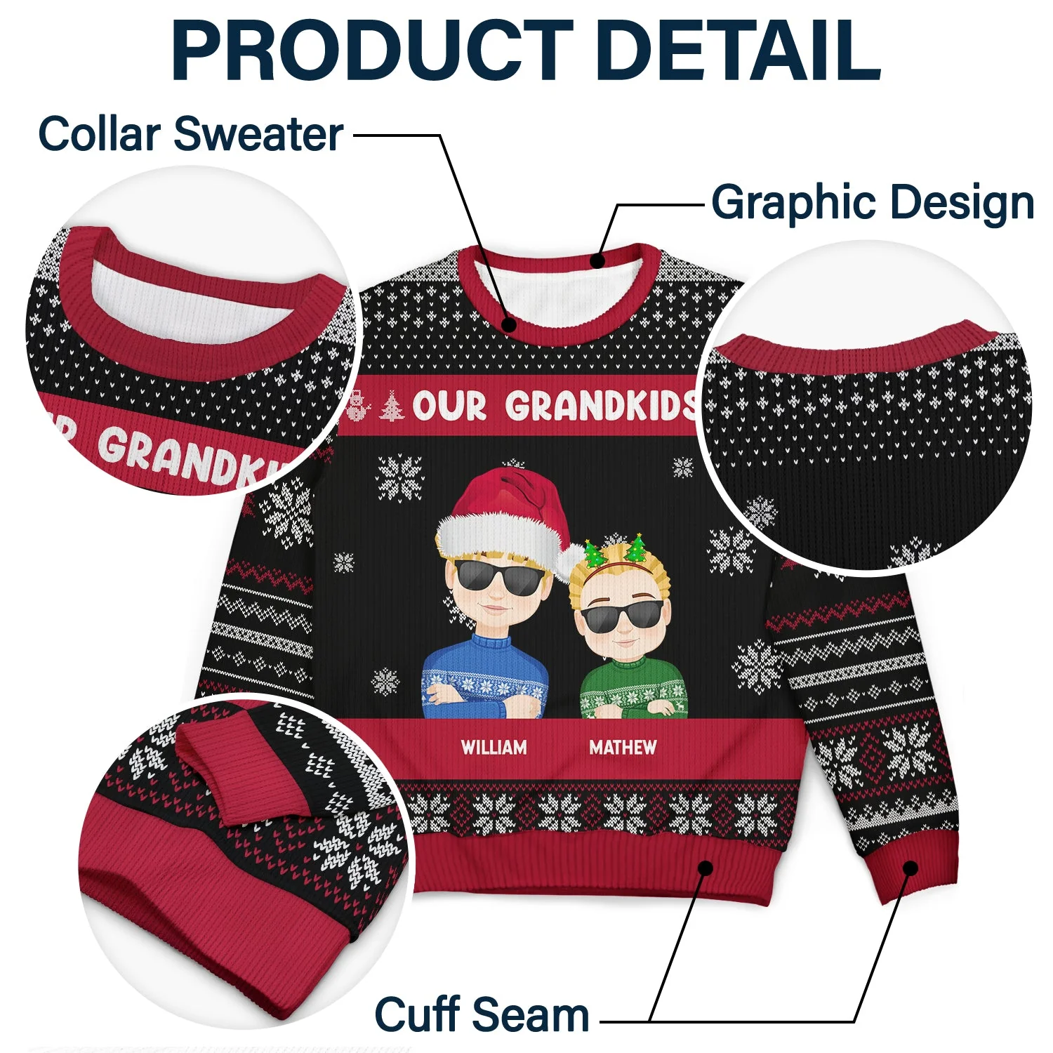 Christmas My Grandkids Our Grandkids - Gift For Grandparents - Personalized Unisex Ugly Sweater - Image 6