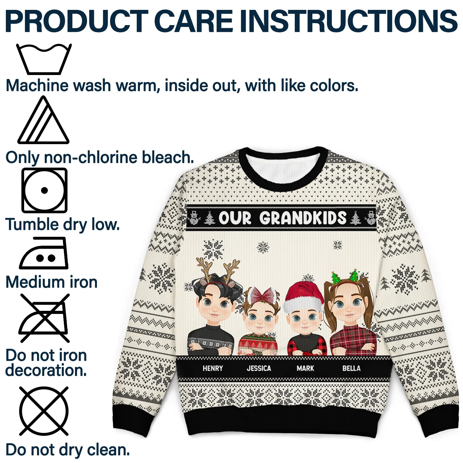 Christmas My Grandkids Our Grandkids - Gift For Grandparents - Personalized Unisex Ugly Sweater - Image 7