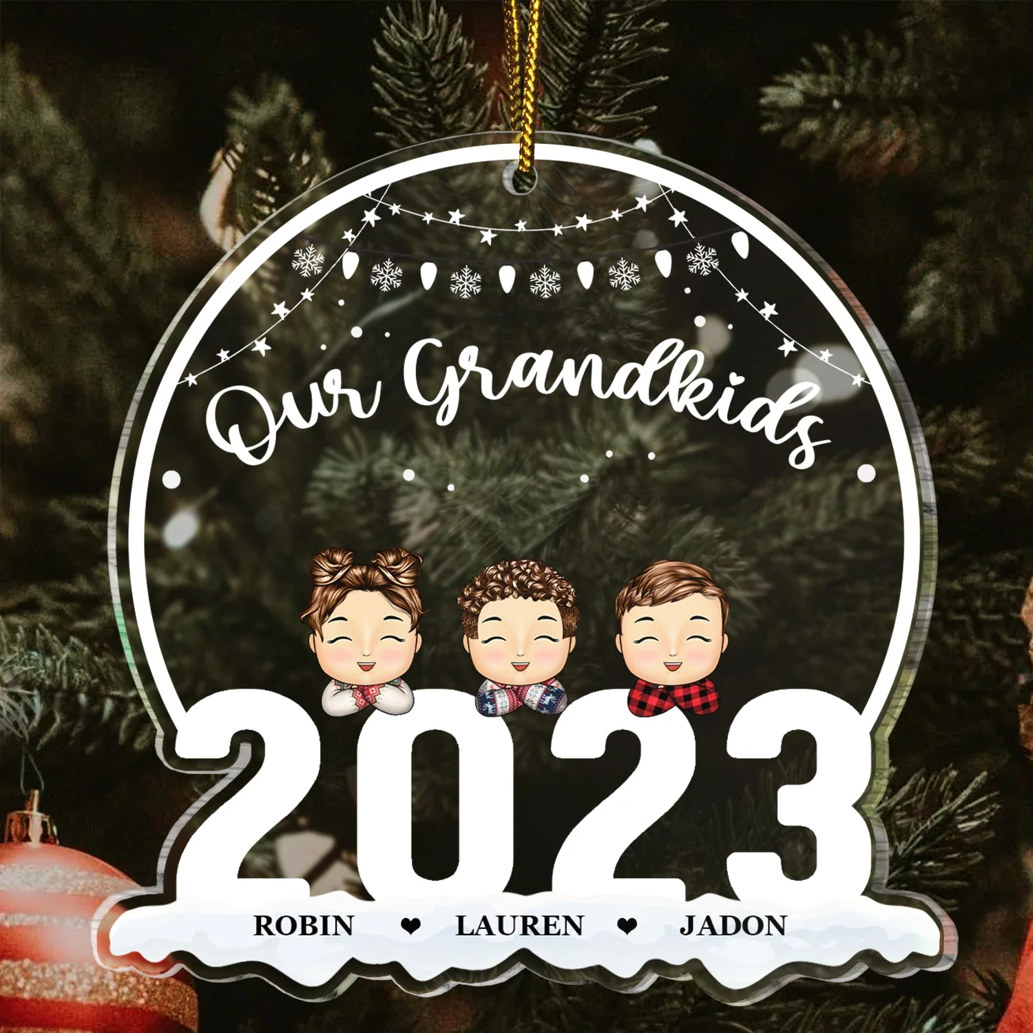 Christmas Our Grandkids 2023 - Gift For Grandparents - Personalized Custom Shaped Acrylic Ornament - Image 3