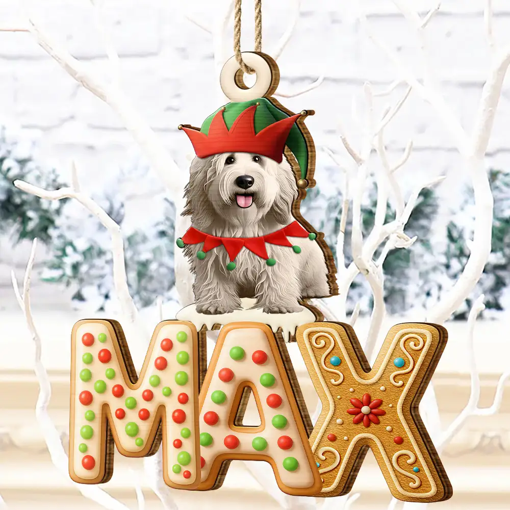 Christmas Pattern Effects With Character Names - Personalized Custom Shaped Wooden Ornament - Image 4