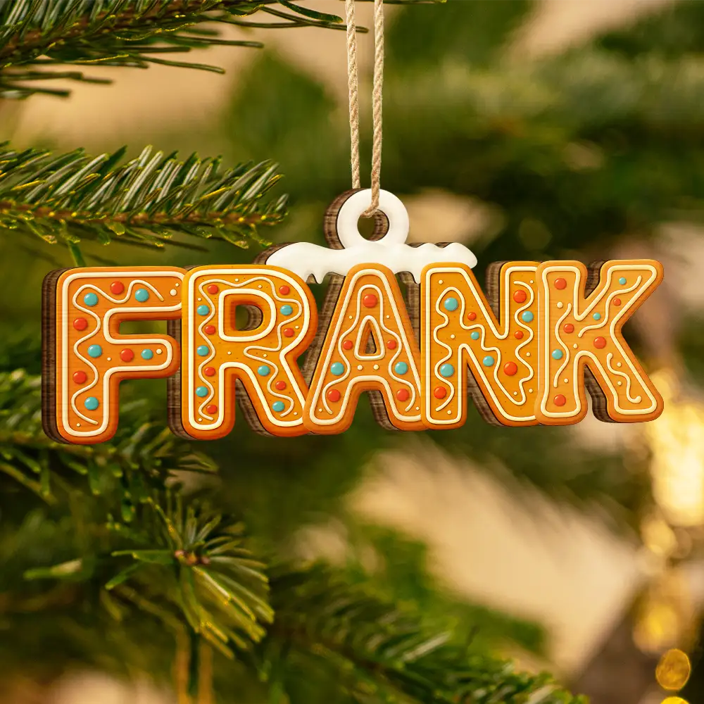Christmas Pattern Effects With Names - Personalized Custom Shaped Wooden Ornament - Image 3