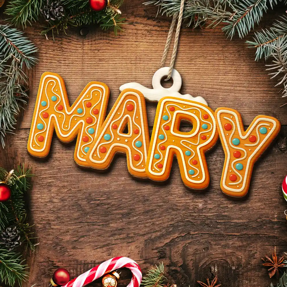 Christmas Pattern Effects With Names - Personalized Custom Shaped Wooden Ornament - Image 5