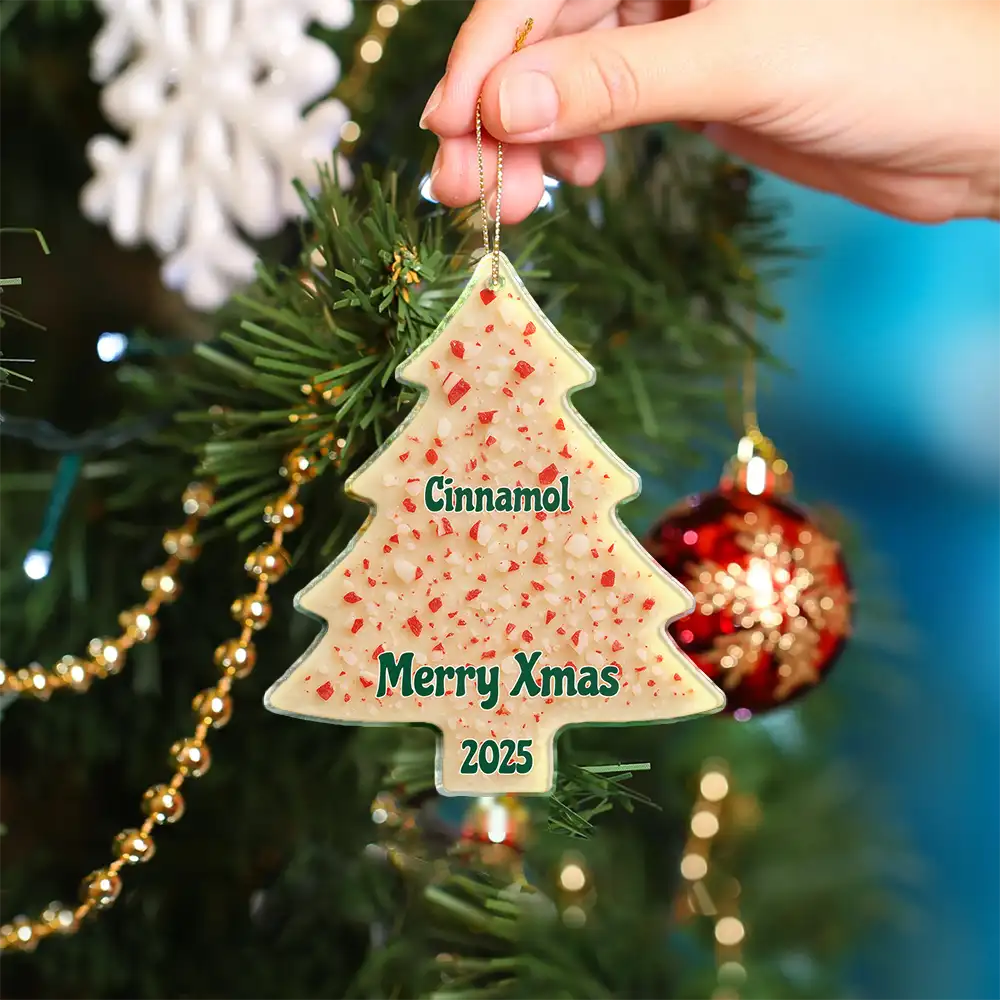 Christmas Peppermint Bark Tree Custom Names - Personalized Custom Shaped Acrylic Ornament - Image 4