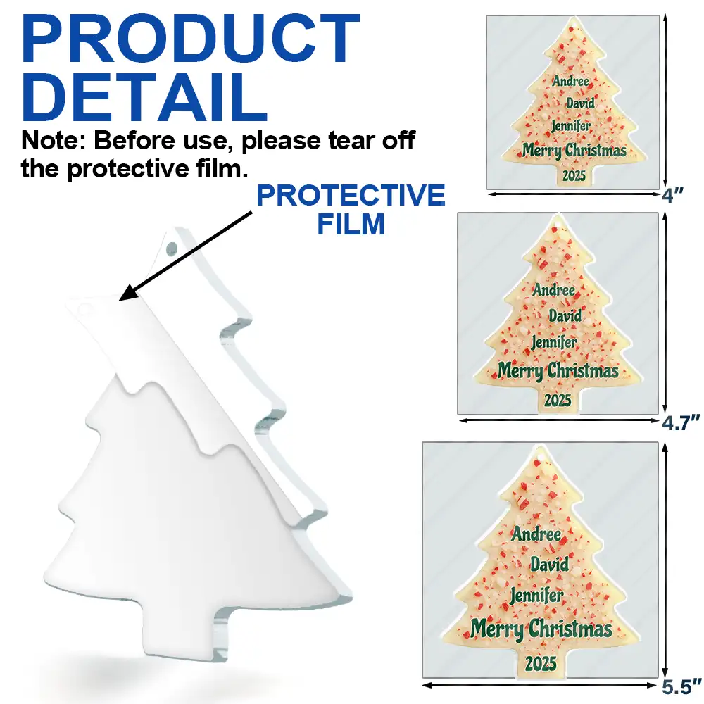 Christmas Peppermint Bark Tree Custom Names - Personalized Custom Shaped Acrylic Ornament - Image 6