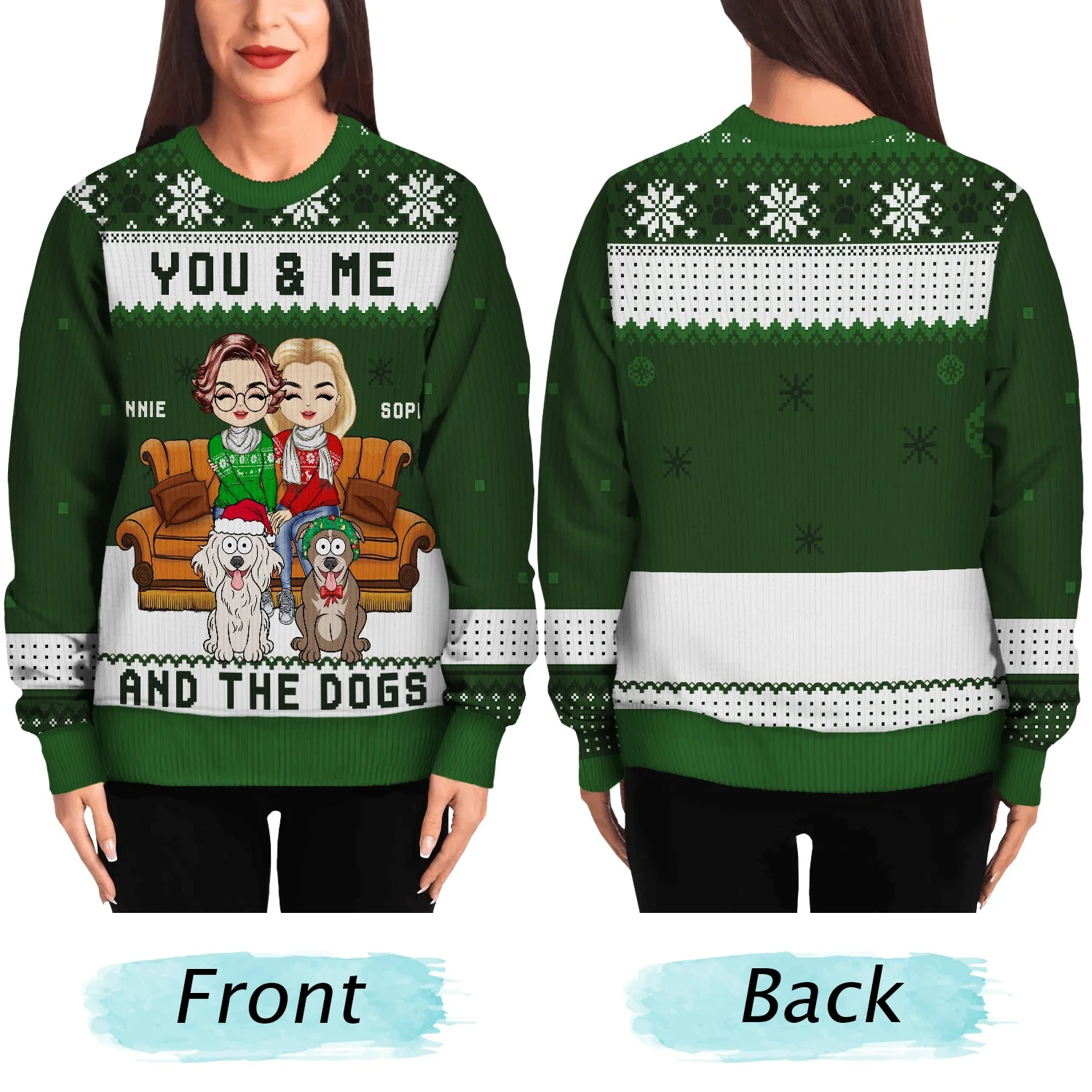 Christmas Pet Lovers Couple You & Me - Gift For Pet Lover Couples - Personalized Unisex Ugly Sweater - Image 5