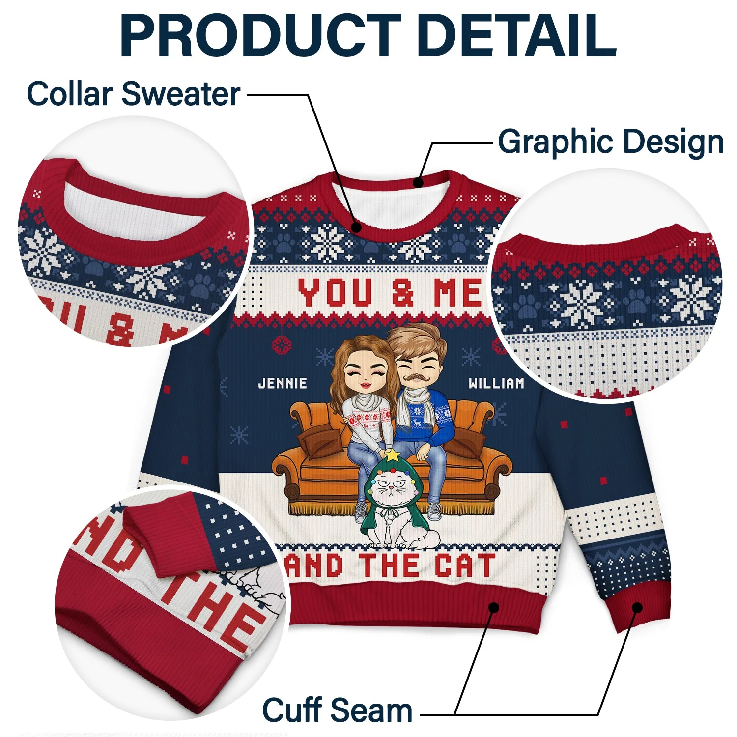 Christmas Pet Lovers Couple You & Me - Gift For Pet Lover Couples - Personalized Unisex Ugly Sweater - Image 6