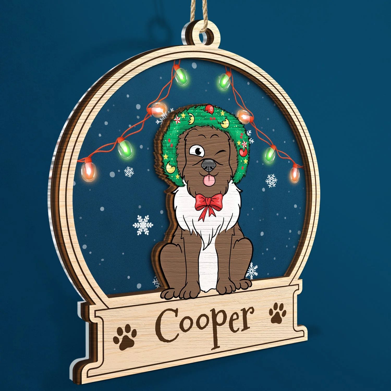 Christmas Pet Lovers Custom Name - Gift For Pet Lovers - Personalized 2-Layered Mix Ornament - Image 2
