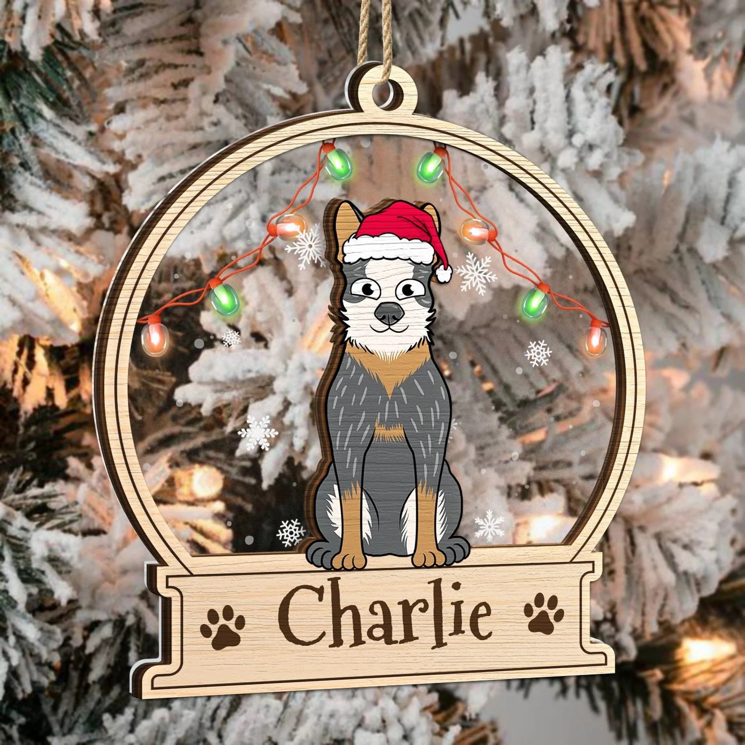 Christmas Pet Lovers Custom Name - Gift For Pet Lovers - Personalized 2-Layered Mix Ornament - Image 3