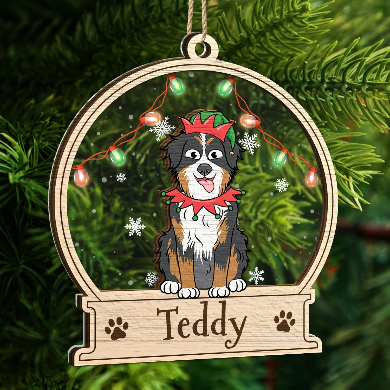 Christmas Pet Lovers Custom Name - Gift For Pet Lovers - Personalized 2-Layered Mix Ornament - Image 5