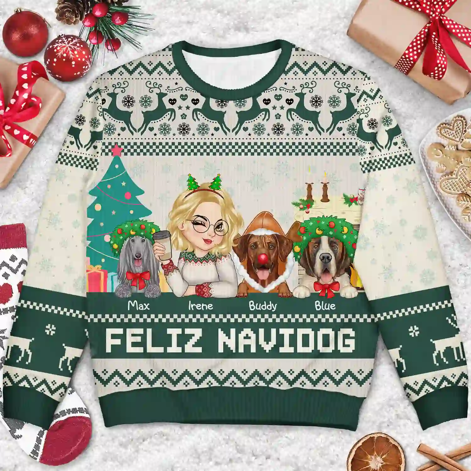 Christmas Pet Lovers Happy Pawlidays - Personalized Unisex Ugly Sweater - Image 3
