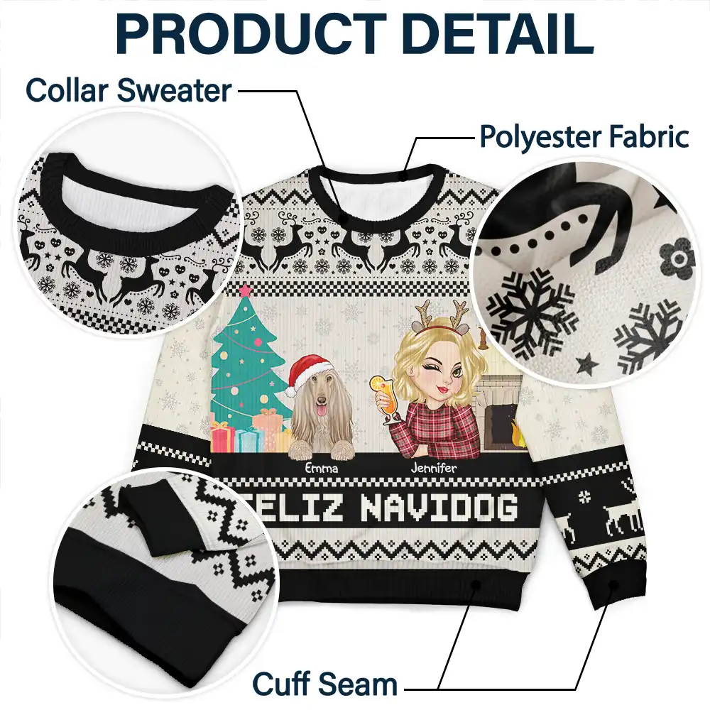 Christmas Pet Lovers Happy Pawlidays - Personalized Unisex Ugly Sweater - Image 6