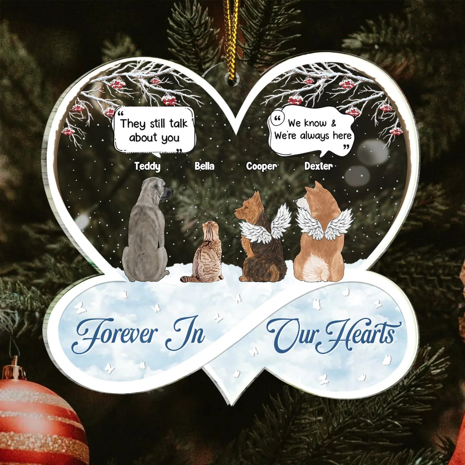 Christmas Pet Memorial They Miss You - Gift For Pet Lovers - Personalized Custom Shaped Acrylic Ornament - Image 3