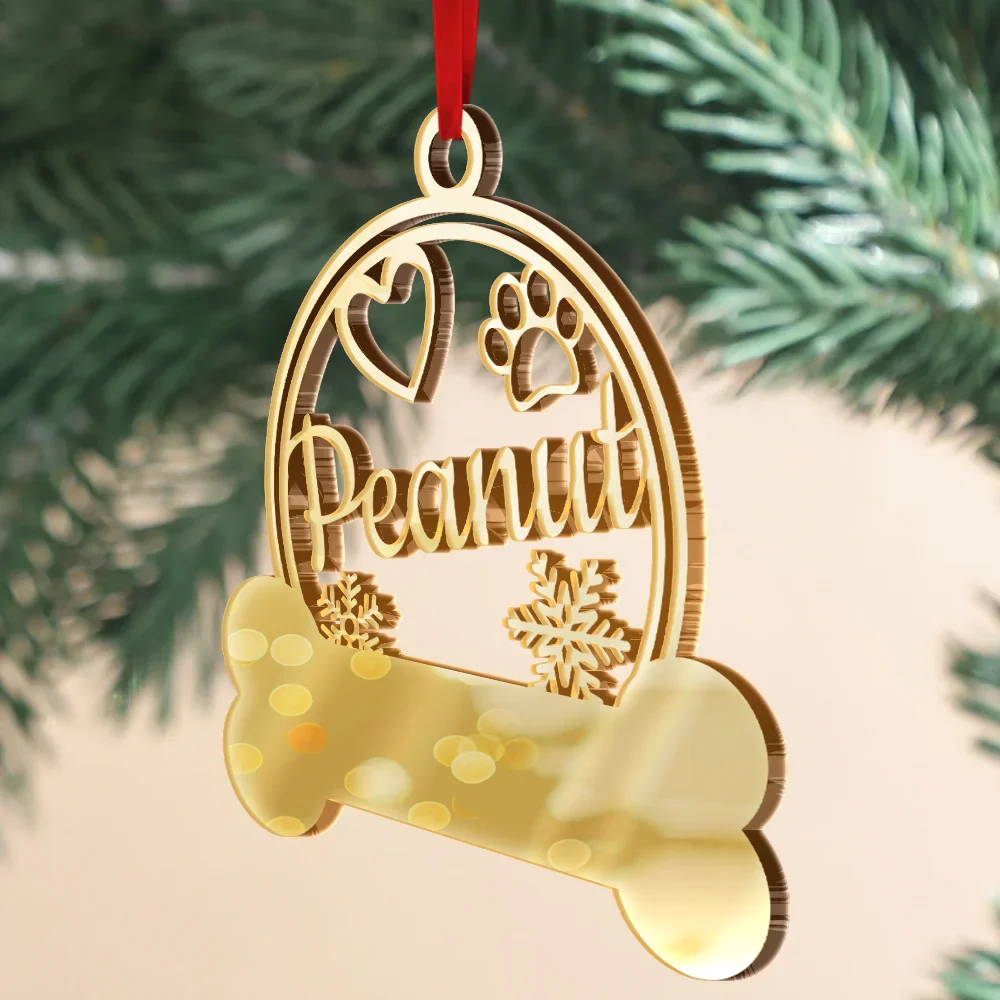 Christmas Pet Paw Sign With Names - Personalized DIY Mirror Acrylic Ornament - Image 2