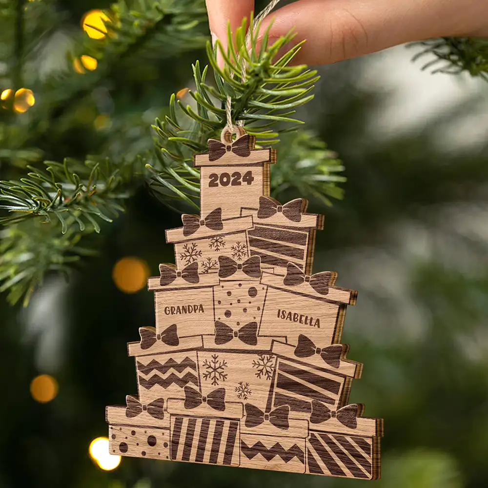 Christmas Presents - Personalized Wooden Cutout Ornament - Image 2