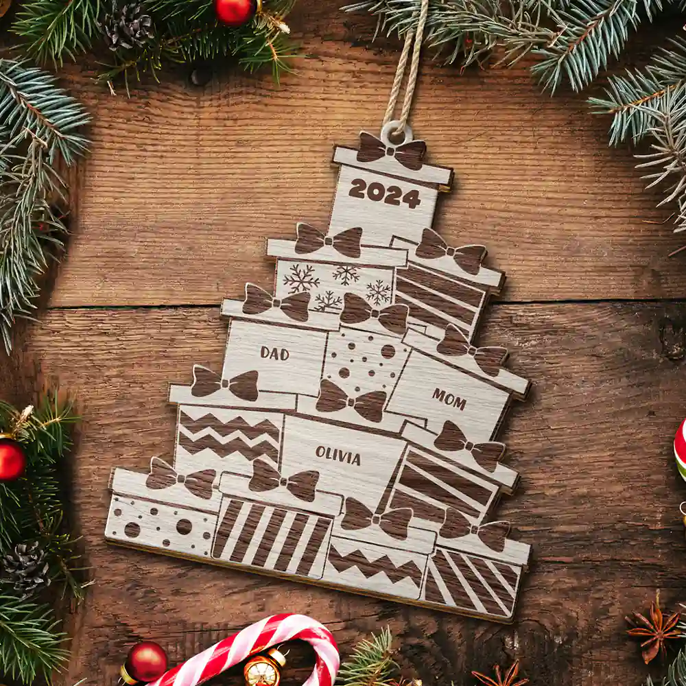Christmas Presents - Personalized Wooden Cutout Ornament - Image 5