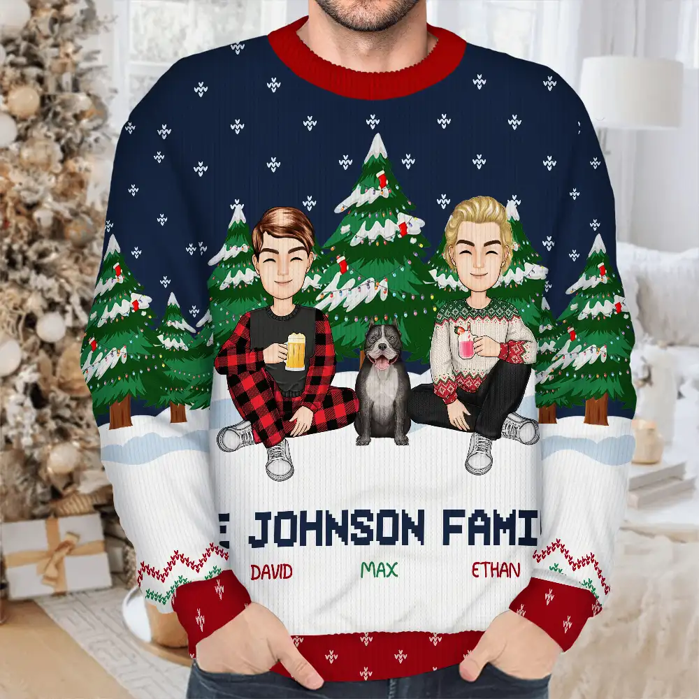 Christmas Pride Family In The Forest A Whole Lot Of Love - Personalized Unisex Ugly Sweater - Image 4